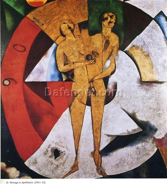 Hand-Painted Oil Painting Inspired by Marc Chagall’s ‘Homage to Apollinaire’ – High-Quality Reproduction by Da Fen Oil Painting Village Studio