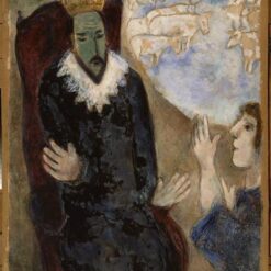 Reproduction of Marc Chagall’s Joseph Explains the Dreams of Pharaoh – Hand-Painted Gouache and Oil on Paper by Da Fen Oil Painting Village Studio