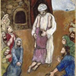 Reproduction of Marc Chagall’s Joseph Has Been Recognized by His Brothers – Hand-Painted Gouache and Oil on Paper by Da Fen Oil Painting Village Studio