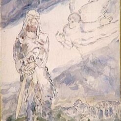 Marc Chagall Joshua – 1931 Naïve Art Religious Gouache and Oil Painting, Private Collection