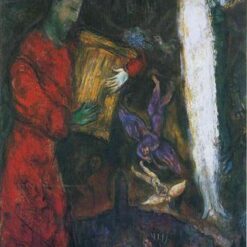 Marc Chagall King David – 1963 Naïve Art Oil on Canvas, Religious Painting