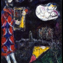 Marc Chagall King David's Tower – 1971 Naïve Art Religious Painting, Oil on Canvas