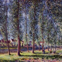 Lane of Poplars at Moret by Alfred Sisley – 1888 Impressionist Landscape Oil Painting, Custom Art from Dafen Oil Painting Village Studio