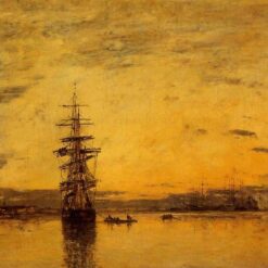 Le Havre. Basin of Eure by Eugene Boudin – 1867 Impressionist Marina Oil Painting, Custom Art from Dafen Oil Painting Village Studio