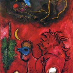 Marc Chagall Listening to the Cock – 1944 Cubism Oil on Canvas, Genre Painting, Art Institute of Chicago