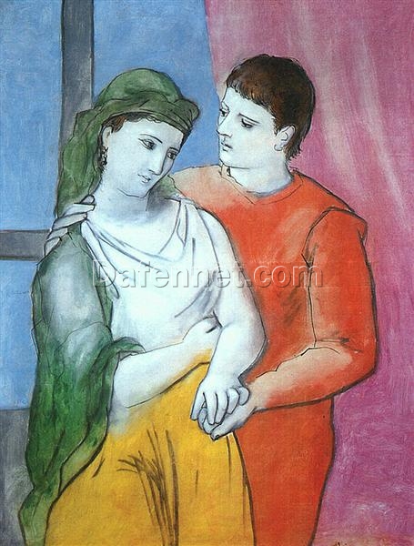 Lovers (Les amoureux) by Pablo Picasso – 1923 Neoclassical Oil Painting, Custom Art from Dafen Village Studio