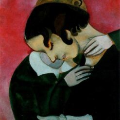 Hand-Painted Oil Painting Inspired by Marc Chagall’s 'Lovers in Pink' – High-Quality Reproduction by Da Fen Oil Painting Village Studio