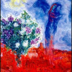 Marc Chagall Lovers over Saint Paul – 1970 Surrealism Oil Painting, Private Collection