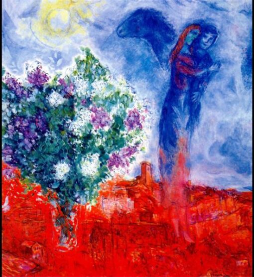 Marc Chagall Lovers over Saint Paul – 1970 Surrealism Oil Painting, Private Collection