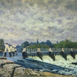 Molesey Weir at Hampton Court Morning by Alfred Sisley – 1874 Impressionist Landscape Oil Painting, Custom Art from Dafen Village Studio