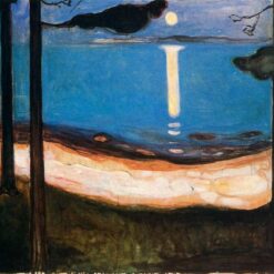 Symbolist Landscape Inspired by Edvard Munch - Moon Light, 1895 - Da Fen Village Studio Oil on Canvas for Modern Home & Art Collection