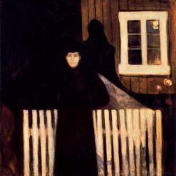 Symbolist Genre Painting Inspired by Edvard Munch - Moonlight (Moon Lys), 1893 - Da Fen Village Studio Oil on Canvas for Modern Home & Art Collection