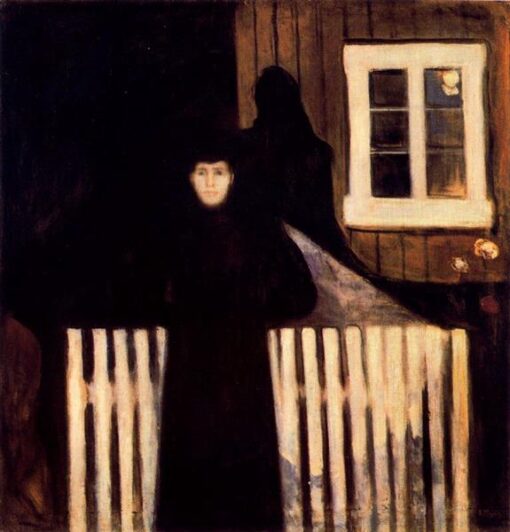 Symbolist Genre Painting Inspired by Edvard Munch – Moonlight (Moon Lys), 1893 – Da Fen Village Studio Oil on Canvas for Modern Home & Art Collection