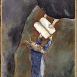 Marc Chagall Moses Received the Tablets of Law (Moïse reçoit les Tables de la Loi) – 1931 Naïve Art Gouache and Oil on Paper