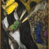 Marc Chagall Moses Receiving the Tablets of Law – 1952 Naïve Art Religious Oil Painting on Canvas