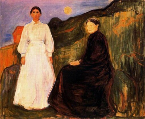 Mother and Daughter by Edvard Munch – Expressionist Oil Painting on Canvas | Recreated Masterpiece by Da Fen Village Oil Painting Studio
