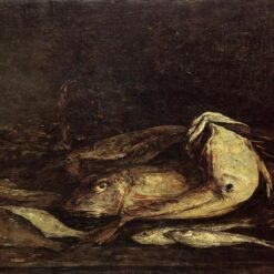Mullet and Fish by Eugene Boudin – c.1873 Realism Still Life Oil Painting, Custom Art from Dafen Oil Painting Village Studio