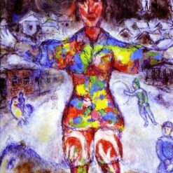 Marc Chagall Multicolor Clown – 1974 Naïve Art Oil on Canvas Portrait, Private Collection