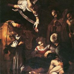 Caravaggio's 'Nativity with St. Francis and St. Lawrence' – Custom Baroque Religious Oil Painting from Da Fen Oil Painting Village Studio