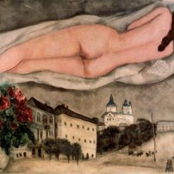 Marc Chagall Nude over Vitebsk – 1933 Surrealism Oil on Canvas, 87 x 133 cm