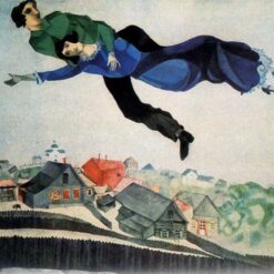Hand-Painted Oil Painting Inspired by Marc Chagall’s 'Over the Town' – High-Quality Reproduction by Da Fen Oil Painting Village Studio