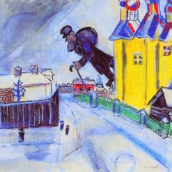 Hand-Painted Oil Painting Inspired by Marc Chagall’s 'Over Vitebsk' – High-Quality Reproduction by Da Fen Oil Painting Village Studio