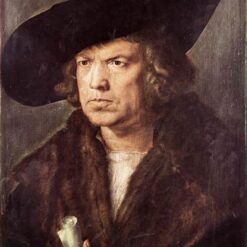 Hand-Painted Albrecht Dürer "Portrait of a Man with Beret and Scroll" Oil Painting – Northern Renaissance Portrait Reproduction by Da Fen Oil Painting Village Studio