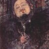 Hand-Painted Amedeo Modigliani "Portrait of Diego Rivera" Oil Painting – Expressionism Portrait Reproduction by Da Fen Oil Painting Village Studio