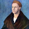 Hand-Painted Albrecht Dürer "Portrait of Jakob Fugger" Oil Painting – Northern Renaissance Portrait Reproduction by Da Fen Oil Painting Village Studio