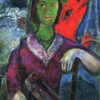 Marc Chagall Portrait of Vava – 1966 Surrealist Oil Painting, Oil on Canvas