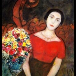 Marc Chagall Portrait of Vava – 1955 Naïve Art (Primitivism) Oil Painting on Canvas, Private Collection