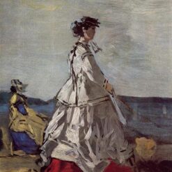 Princess Pauline Metternich on the Beach by Eugene Boudin – c.1865 Impressionist Genre Oil Painting, Custom Art from Dafen Oil Painting Village Studio