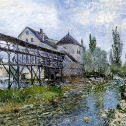 Provencher's Mill at Moret by Alfred Sisley – 1883 Impressionist Landscape Oil Painting, Custom Art from Dafen Oil Painting Village Studio