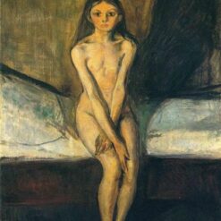 Expressionist Nude Painting Inspired by Edvard Munch - Puberty, 1894 - Da Fen Village Studio Oil on Canvas for Modern Home & Art Collection