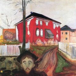 Edvard Munch Red Virginia Creeper, 1898-1900 - Expressionist Oil Painting on Canvas by Da Fen Village Studio for Nature & Symbolic Art Lovers