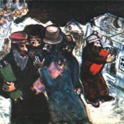 Marc Chagall Return from the Synagogue – Naïve Art Genre Painting, Oil on Canvas, Private Collection
