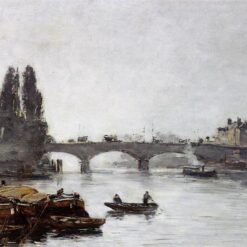 Rouen, the Pont Corneille, Fog Effect by Eugene Boudin – 1896 Impressionist Cityscape Oil Painting, Custom Art from Dafen Oil Painting Village Studio