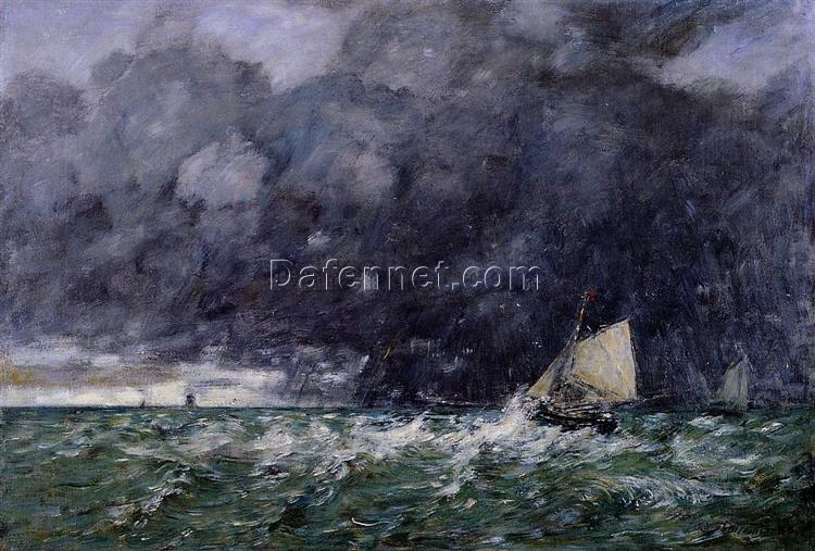 Rough Seas by Eugene Boudin – 1885 Impressionist Marina Oil Painting, Custom Art from Dafen Oil Painting Village Studio