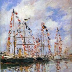 Sailing Ships at Deauville by Eugene Boudin – 1896 Impressionist Marina Oil Painting, Custom Art from Dafen Oil Painting Village Studio