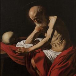 Caravaggio's 'Saint Jerome in Meditation' – Custom Baroque Religious Oil Painting from Da Fen Oil Painting Village Studio