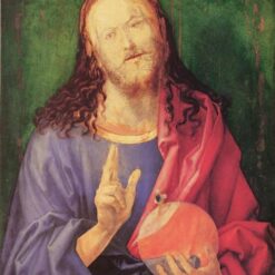 Hand-Painted Albrecht Dürer "Salvator Mundi" Oil Painting – Northern Renaissance Religious Reproduction by Da Fen Oil Painting Village Studio