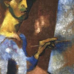Hand-Painted Oil Painting Inspired by Marc Chagall’s 'Self Portrait with Easel' – High-Quality Reproduction by Da Fen Oil Painting Village Studio