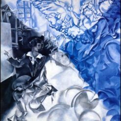 Marc Chagall Self Portrait with Muse (Dream) – Cubist Self-Portrait, Oil on Canvas