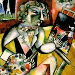 Hand-Painted Oil Painting Inspired by Marc Chagall’s 'Self-Portrait with Seven Digits' – High-Quality Reproduction by Da Fen Oil Painting Village Studio