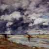 Shore at Low Tide, Rainy Weather, near Trouville by Eugene Boudin – 1895 Impressionist Cloudscape Oil Painting, Custom Art from Dafen Oil Painting Village Studio
