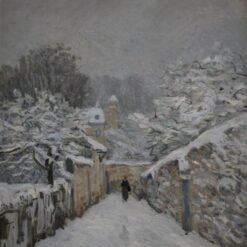 Snow at Louveciennes by Alfred Sisley – 1878 Impressionist Cityscape Oil Painting, Custom Art from Dafen Oil Painting Village Studio