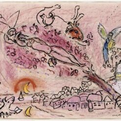 Marc Chagall Song of Songs II – 1957 Surrealism Religious Painting, Oil on Paper