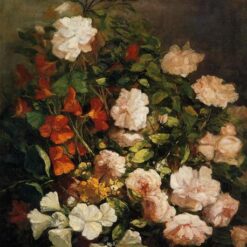Spray of Flowers by Eugene Boudin – 1858 Realism Flower Painting Oil Painting, Custom Art from Dafen Oil Painting Village Studio