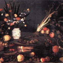 Caravaggio's 'Still Life with Flowers and Fruit' – Custom Baroque Still Life Oil Painting from Da Fen Oil Painting Village Studio