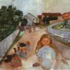Expressionist Art Inspired by Edvard Munch - Street in Åsgårdstrand, 1902 - Da Fen Village Studio Oil on Canvas for Art Collection & Contemporary Home Décor